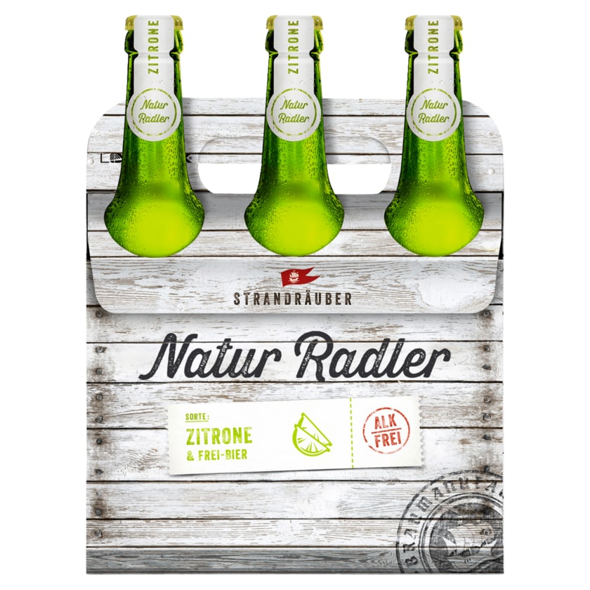 Strandräuber Natur Radler Zitrone & Frei-Bier alkoholfrei 6x0,5l